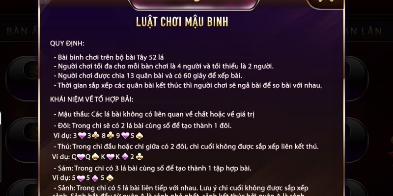 Các bộ bài đặc biệt trong bài mậu binh